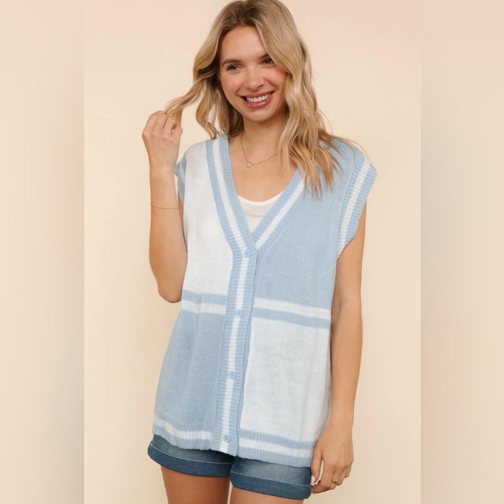 Blue Skies Colorblock Sweater Vest (S-3X)